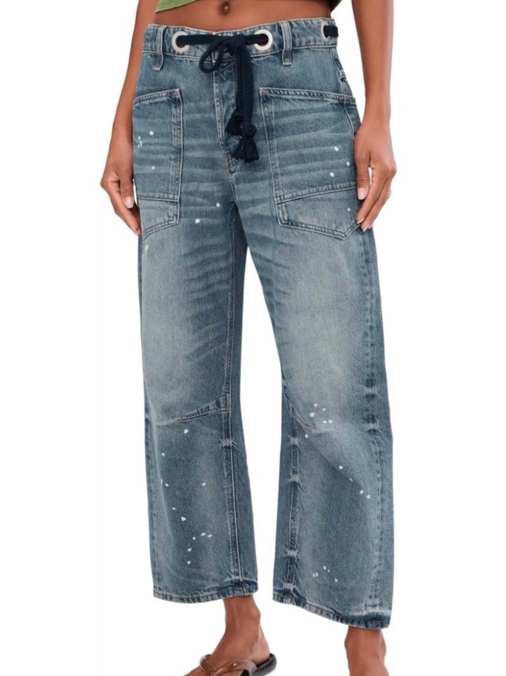EUC, Size 26, We The Free Moxie Pull-On Barrel Blue Jeans